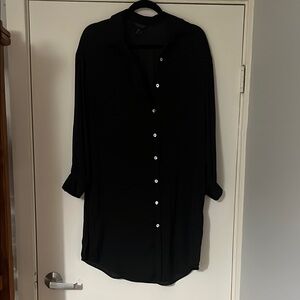 Black Button-Up Shirt Dress
